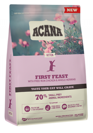 ACANA First Feast Kitten - sausā barība kaķēniem 1,8kg Cena norādīta par 1 gb. un ir spēkā pasūtot 2 gb.